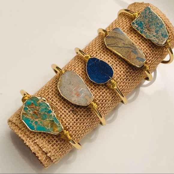 Raw Jasper Sea Sediment 14K Gold Bracelet 5⭐️ - Picture 1 of 8